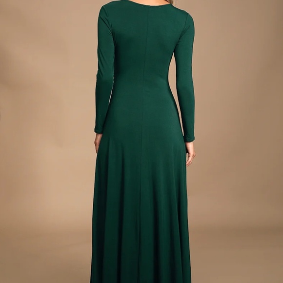 Lulu’s Forest Green Swept Away Long Sleeve Maxi Dress - Picture 2 of 3
